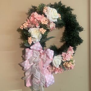 Elegant Pink and White Holiday Wreath
